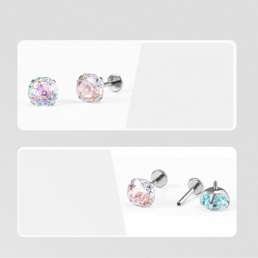 Sterile Silver Piercing Studs 3 pairs, 6 singles, belly button ring earrings